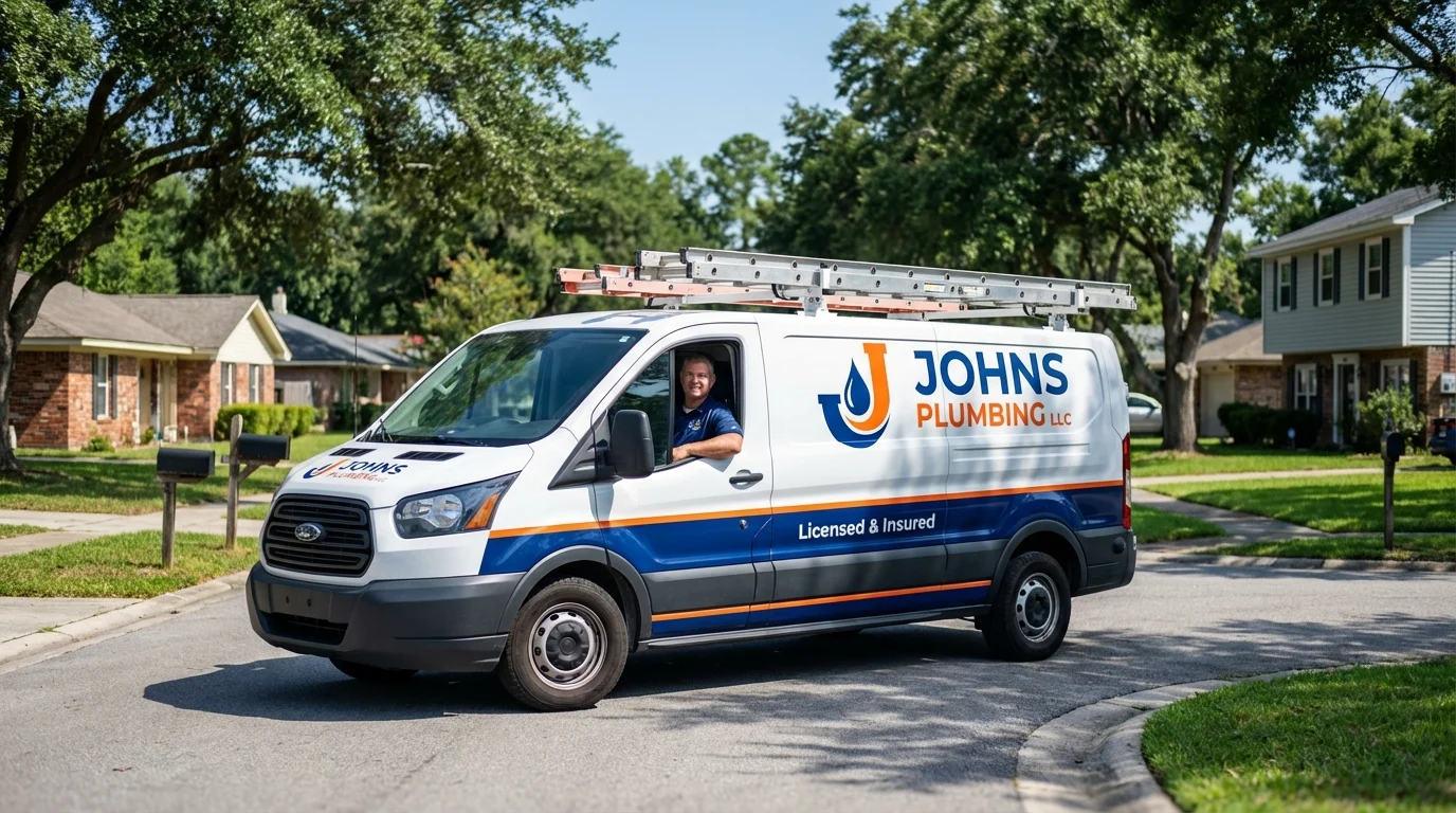 Johns Plumbing LLC service van in Friendship, WI