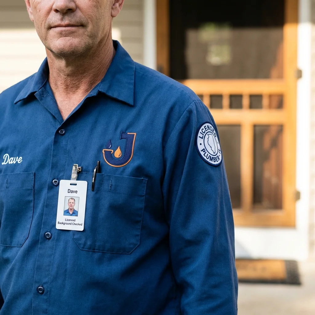 Licensed plumber showing ID badge in Friendship, WI