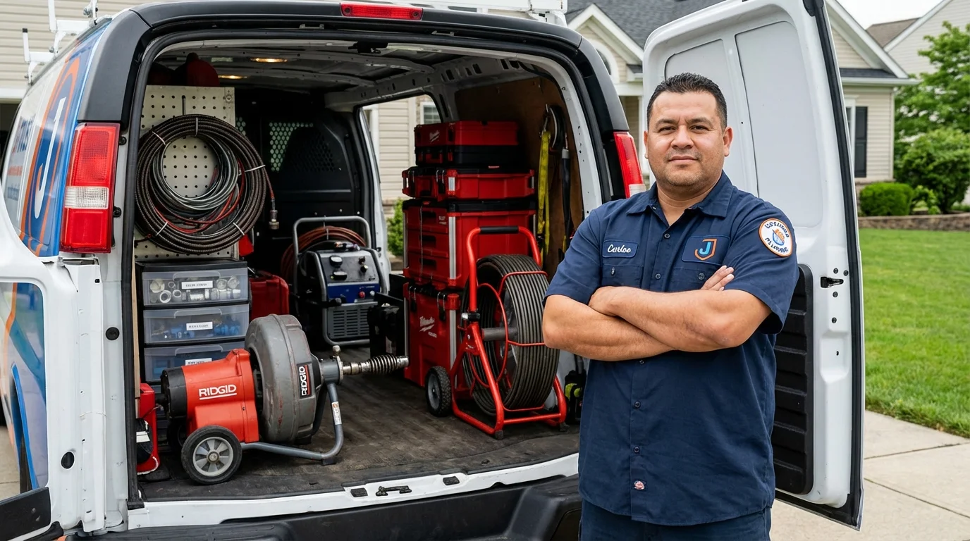 Professional drain cleaning equipment and Johns Plumbing LLC plumber in Friendship